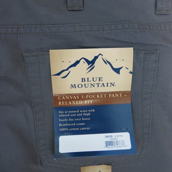 BLUE MOUNTAIN *NWT* Canvas Work Uniform Pants Size 38x30 Men's Relaxed Fit Gray - Picture 6 of 9